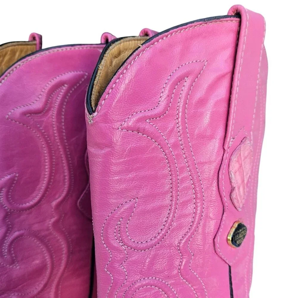 Vintage 90s Los Altos Pink Genuine Crocodile Western Cowboy Boots Women Sz 7 - Picture 11 of 16